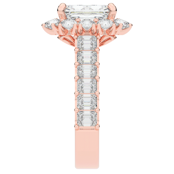 6.00CT.TW EMERALD CUT LAB DIAMOND HALO ENGAGEMENT RING - Nazarelle