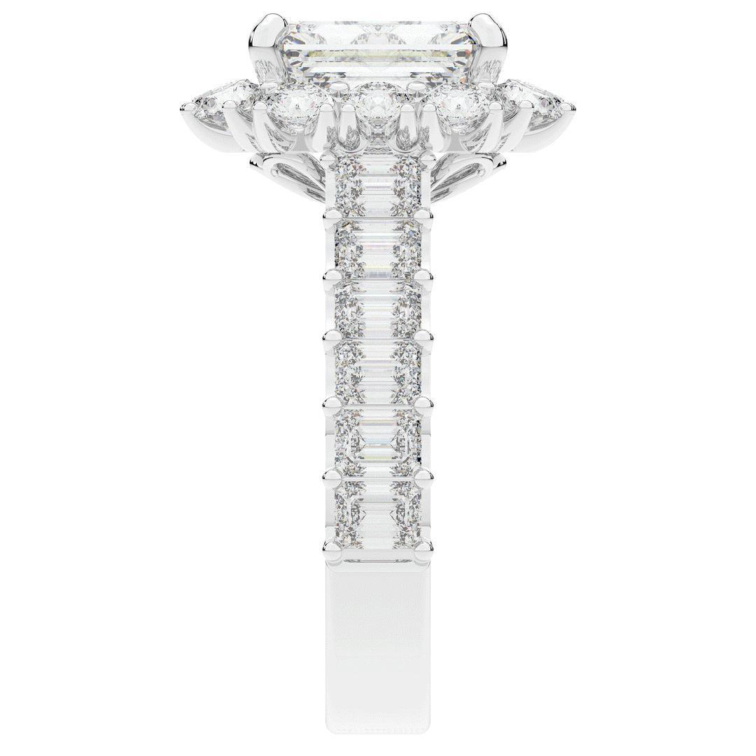 6.00CT.TW EMERALD CUT LAB DIAMOND HALO ENGAGEMENT RING - Nazarelle
