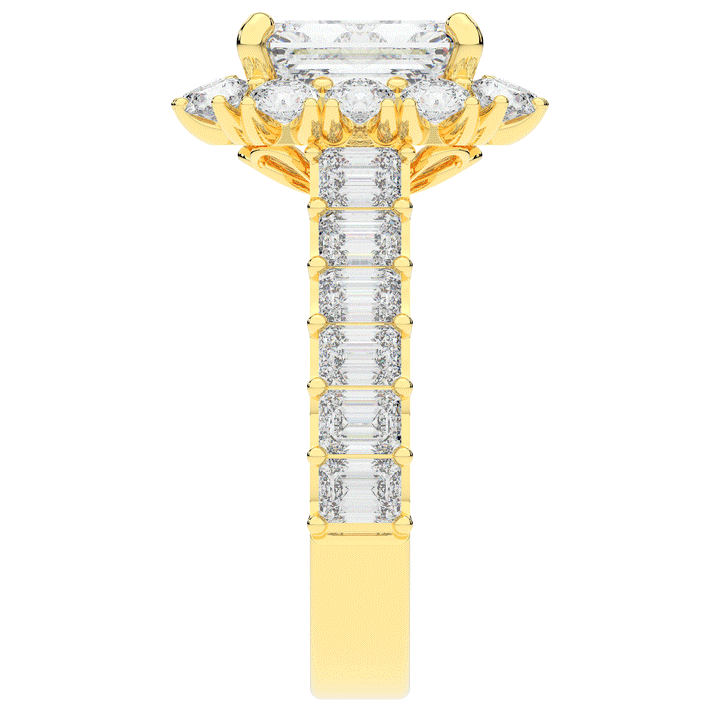 6.00CT.TW EMERALD CUT LAB DIAMOND HALO ENGAGEMENT RING - Nazarelle