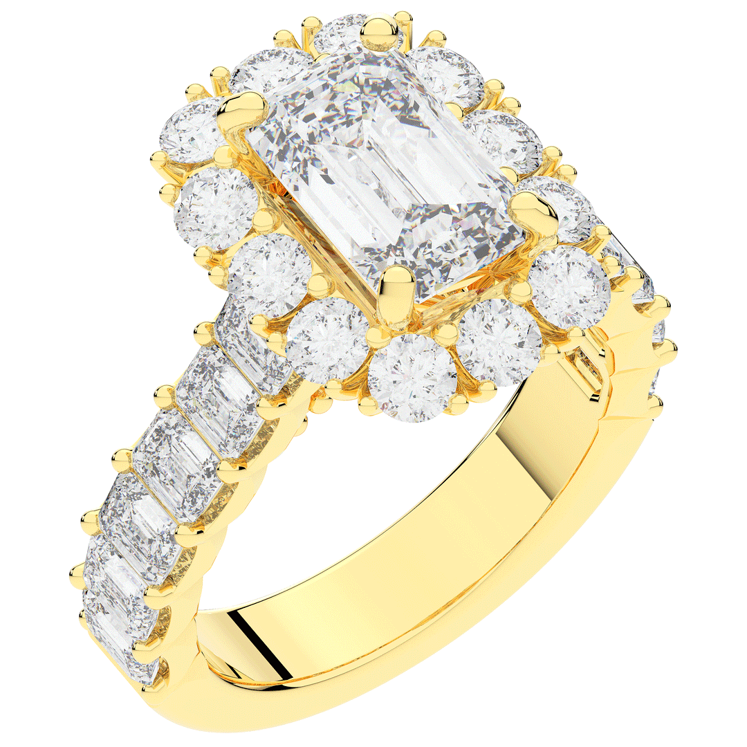 6.00CT.TW EMERALD CUT LAB DIAMOND HALO ENGAGEMENT RING - Nazarelle