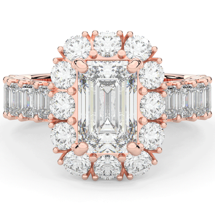 6.00CT.TW EMERALD CUT LAB DIAMOND HALO ENGAGEMENT RING - Nazarelle
