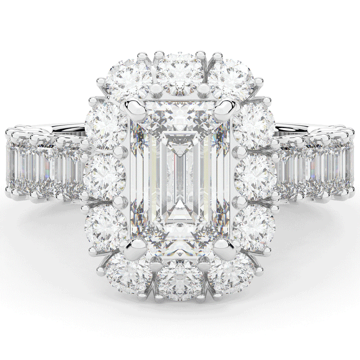 6.00CT.TW EMERALD CUT LAB DIAMOND HALO ENGAGEMENT RING - Nazarelle