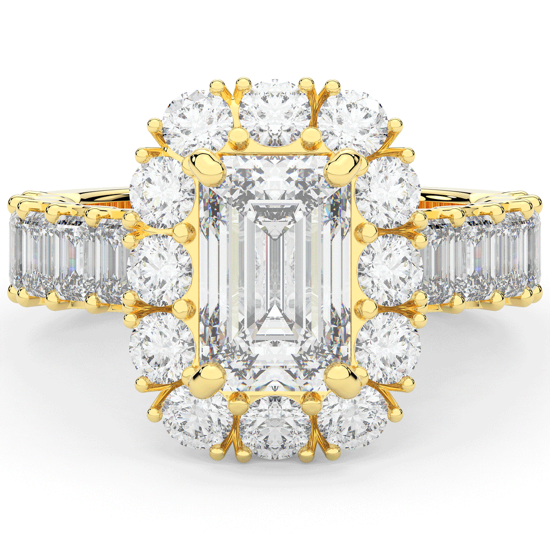 6.00CT.TW EMERALD CUT LAB DIAMOND HALO ENGAGEMENT RING - Nazarelle