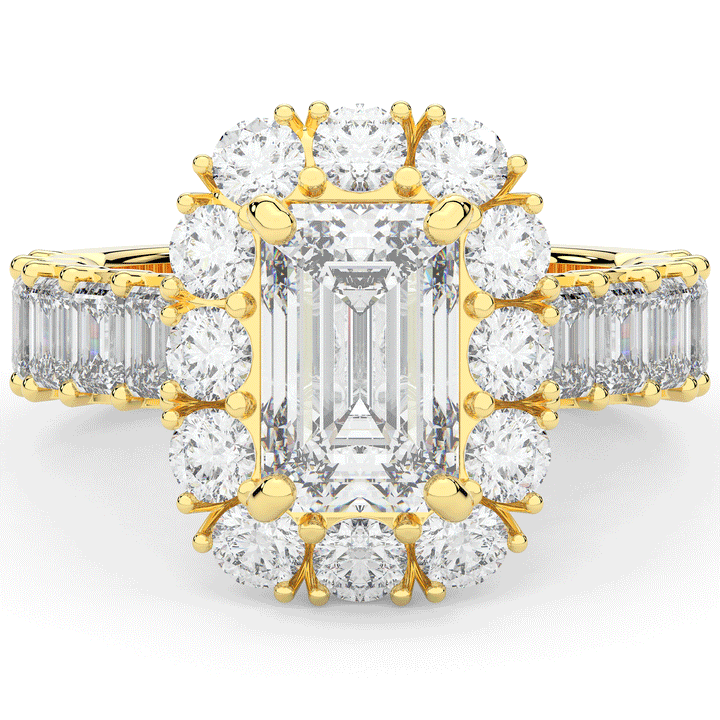 6.00CT.TW EMERALD CUT LAB DIAMOND HALO ENGAGEMENT RING - Nazarelle