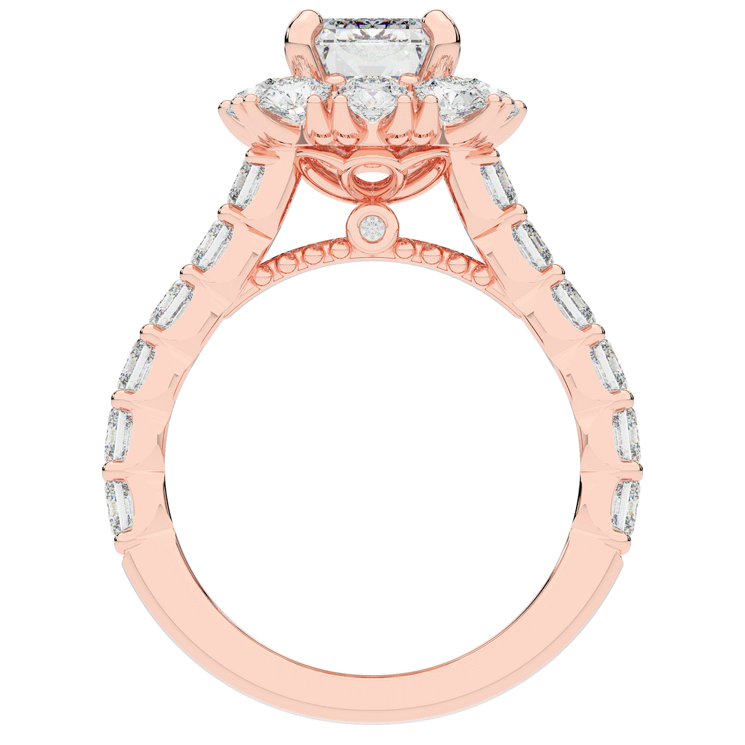 6.00CT.TW EMERALD CUT LAB DIAMOND HALO ENGAGEMENT RING - Nazarelle