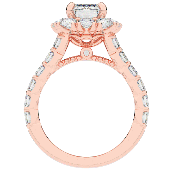 6.00CT.TW EMERALD CUT LAB DIAMOND HALO ENGAGEMENT RING - Nazarelle