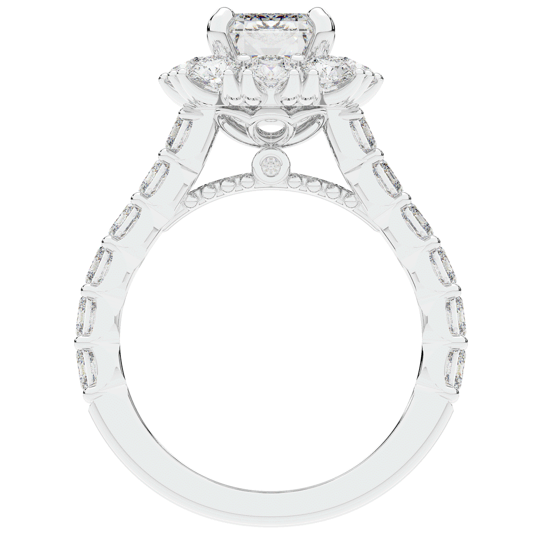 6.00CT.TW EMERALD CUT LAB DIAMOND HALO ENGAGEMENT RING - Nazarelle