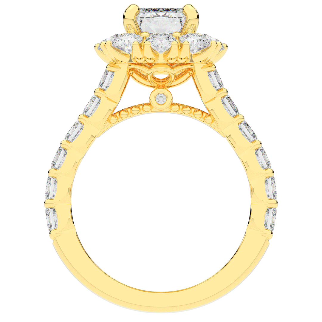 6.00CT.TW EMERALD CUT LAB DIAMOND HALO ENGAGEMENT RING - Nazarelle