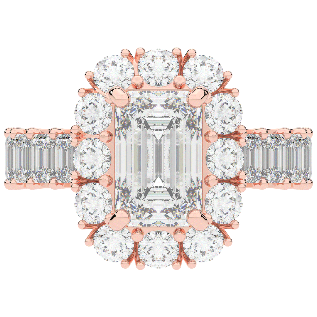 6.00CT.TW EMERALD CUT LAB DIAMOND HALO ENGAGEMENT RING - Nazarelle