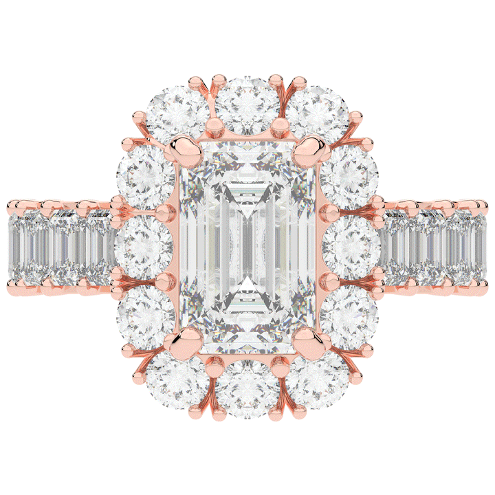 6.00CT.TW EMERALD CUT LAB DIAMOND HALO ENGAGEMENT RING - Nazarelle