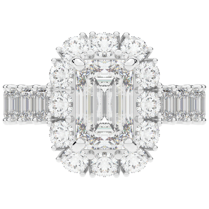 6.00CT.TW EMERALD CUT LAB DIAMOND HALO ENGAGEMENT RING - Nazarelle