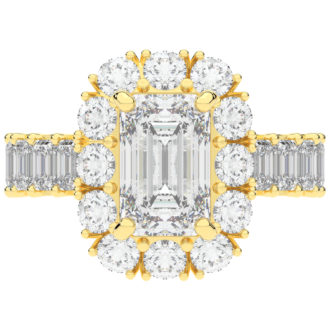 6.00CT.TW EMERALD CUT LAB DIAMOND HALO ENGAGEMENT RING - Nazarelle