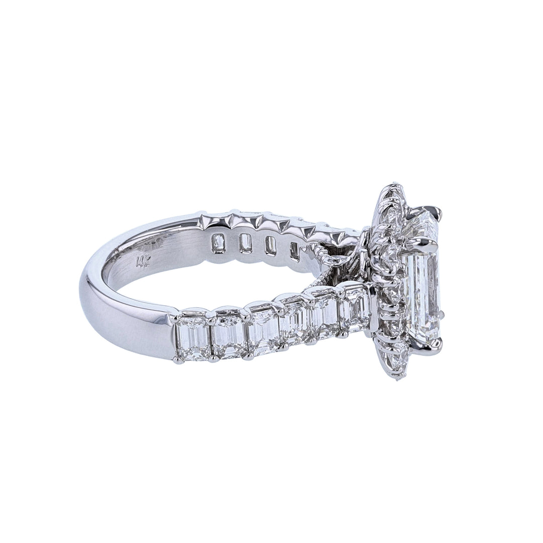 14K WG Certified Emerald Cut Diamond Ring