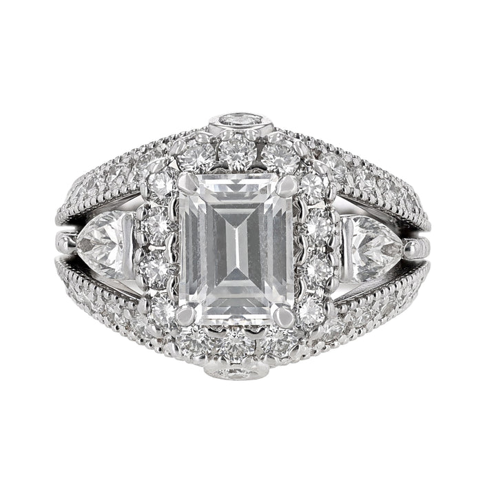 Diamond Halo Pear Accent Dome Ring, 2.25ct.