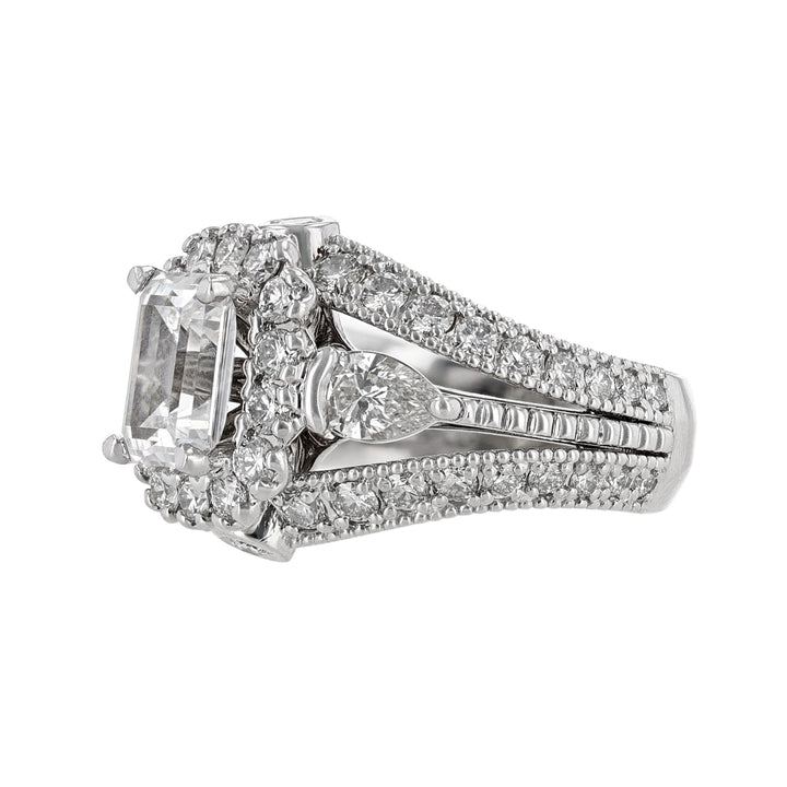 Diamond Halo Pear Accent Dome Ring, 2.25ct.
