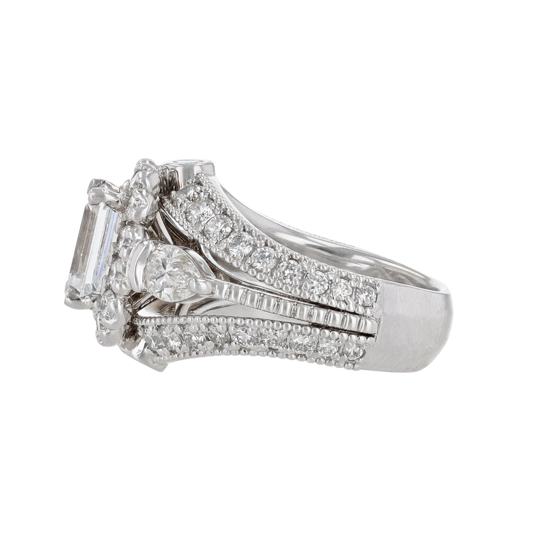 Diamond Halo Pear Accent Dome Ring, 2.25ct.