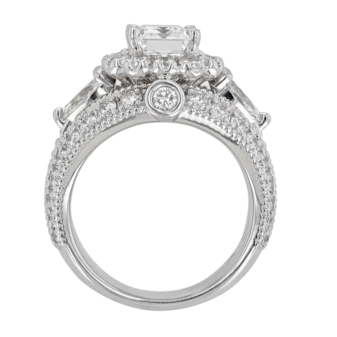 Diamond Halo Pear Accent Dome Ring, 2.25ct.