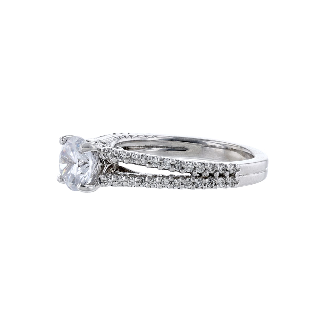 14K Diamond Accented Thin Split Shank Ring