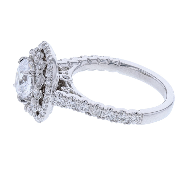14K White Gold Double Halo Diamond Ring