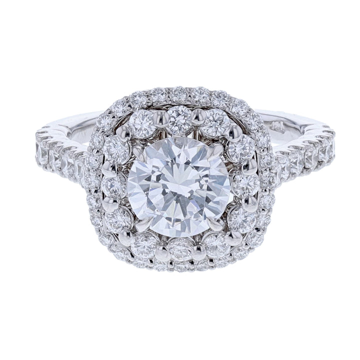 14K White Gold Double Halo Diamond Ring