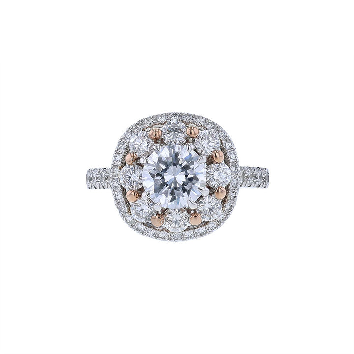 14K White Gold Diamond Cluster Engagement Ring