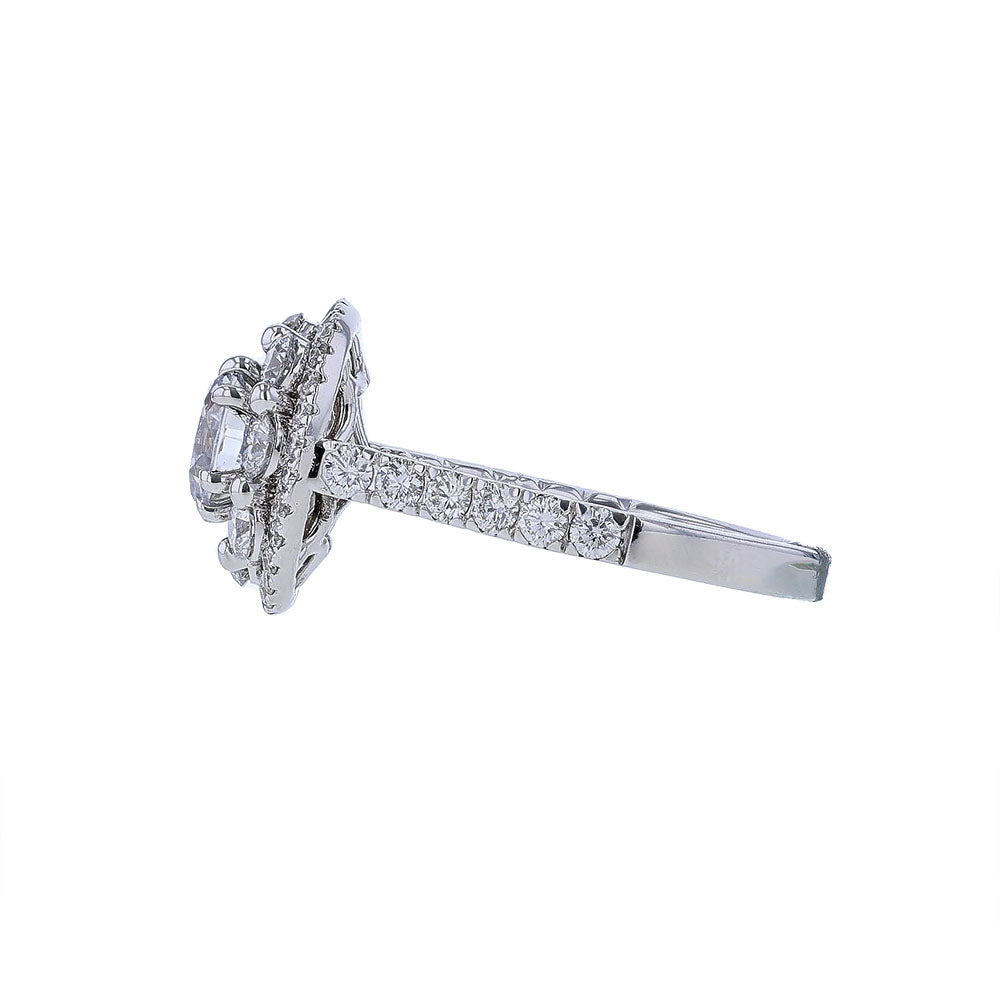 18K White Gold Diamond Cluster Halo Engagement Ring