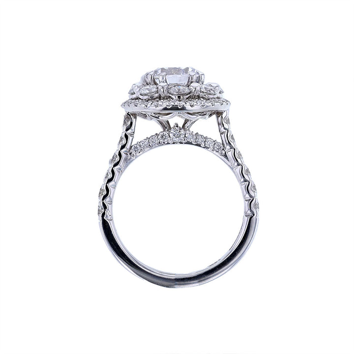 18K White Gold Diamond Cluster Halo Engagement Ring