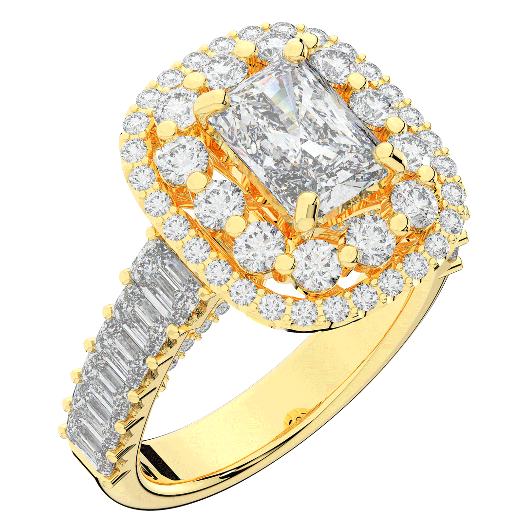 4.70CT.TW RADIANT LAB DIAMOND DOUBLE HALO TWO TONE ENGAGEMENT RING - Nazarelle