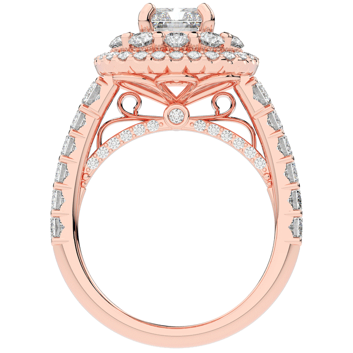4.70CT.TW RADIANT LAB DIAMOND DOUBLE HALO TWO TONE ENGAGEMENT RING - Nazarelle