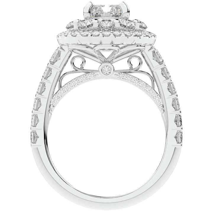4.70CT.TW RADIANT LAB DIAMOND DOUBLE HALO TWO TONE ENGAGEMENT RING - Nazarelle