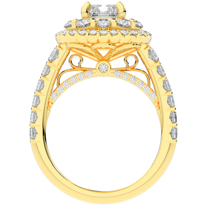4.70CT.TW RADIANT LAB DIAMOND DOUBLE HALO TWO TONE ENGAGEMENT RING - Nazarelle