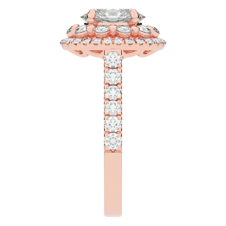 3.30CT.TW OVAL LAB DIAMOND DOUBLE HALO TWO TONE ENGAGEMENT RING - Nazarelle