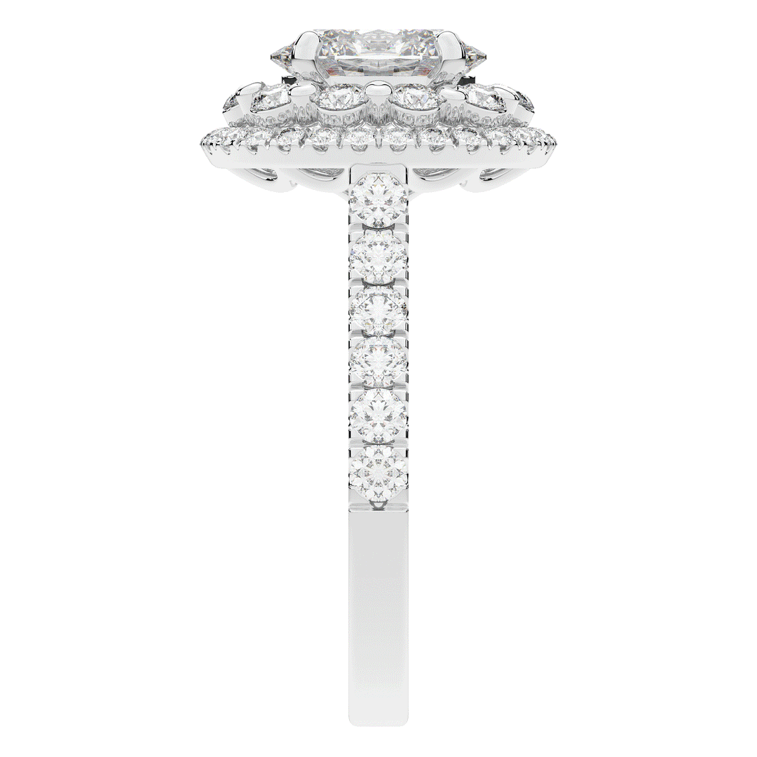 3.30CT.TW OVAL LAB DIAMOND DOUBLE HALO TWO TONE ENGAGEMENT RING - Nazarelle