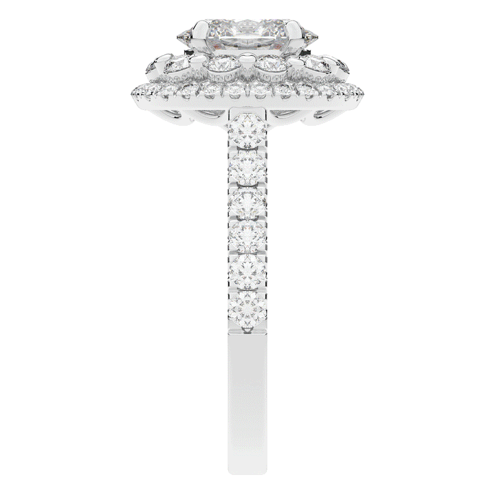3.30CT.TW OVAL LAB DIAMOND DOUBLE HALO TWO TONE ENGAGEMENT RING - Nazarelle