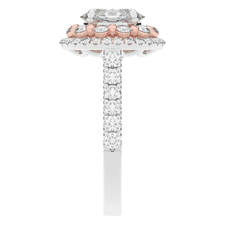 3.30CT.TW OVAL LAB DIAMOND DOUBLE HALO TWO TONE ENGAGEMENT RING - Nazarelle