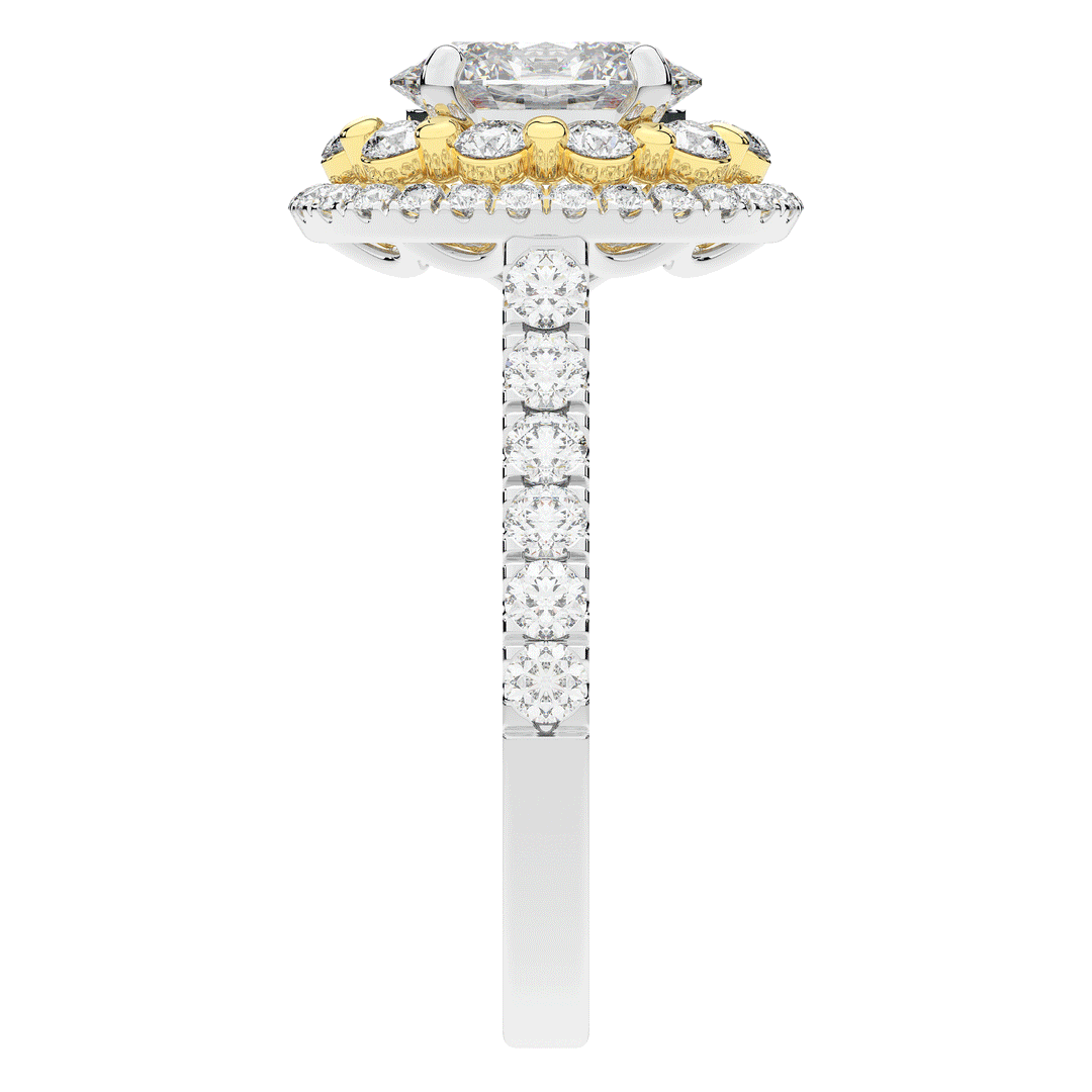 3.30CT.TW OVAL LAB DIAMOND DOUBLE HALO TWO TONE ENGAGEMENT RING - Nazarelle