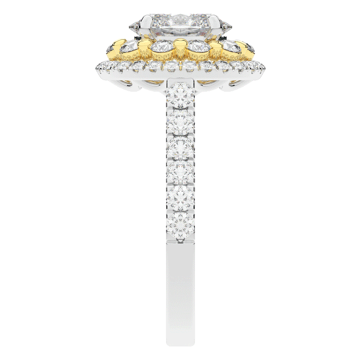 3.30CT.TW OVAL LAB DIAMOND DOUBLE HALO TWO TONE ENGAGEMENT RING - Nazarelle