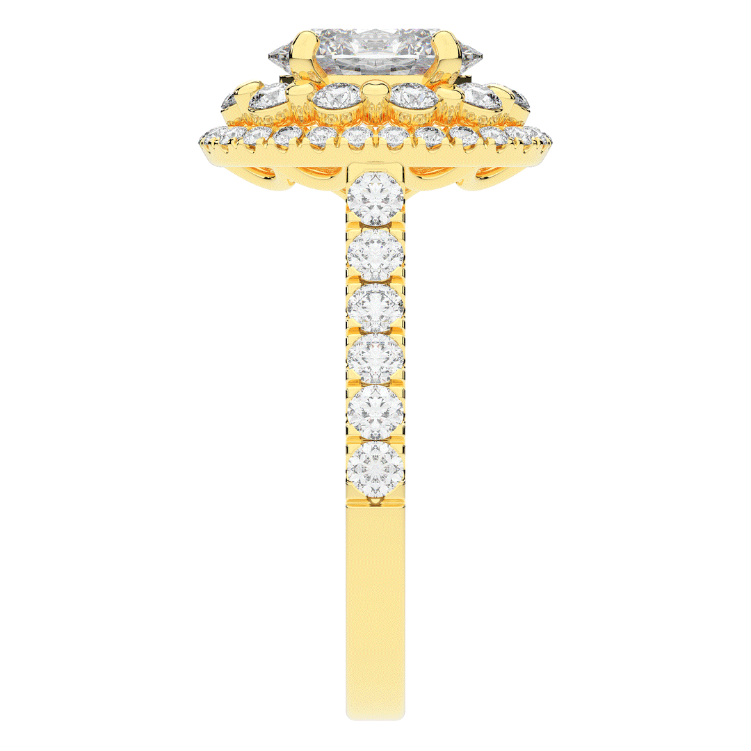 3.30CT.TW OVAL LAB DIAMOND DOUBLE HALO TWO TONE ENGAGEMENT RING - Nazarelle