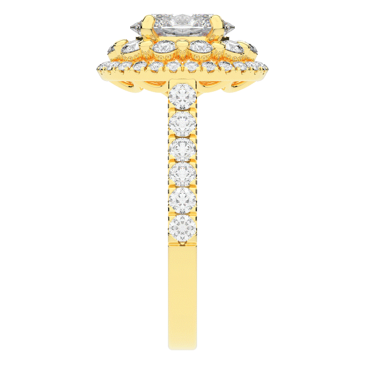 3.30CT.TW OVAL LAB DIAMOND DOUBLE HALO TWO TONE ENGAGEMENT RING - Nazarelle