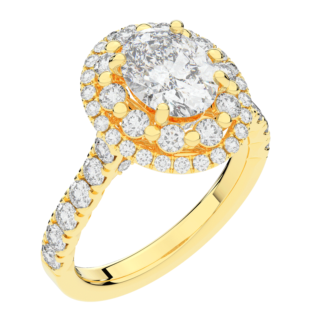 3.30CT.TW OVAL LAB DIAMOND DOUBLE HALO TWO TONE ENGAGEMENT RING - Nazarelle