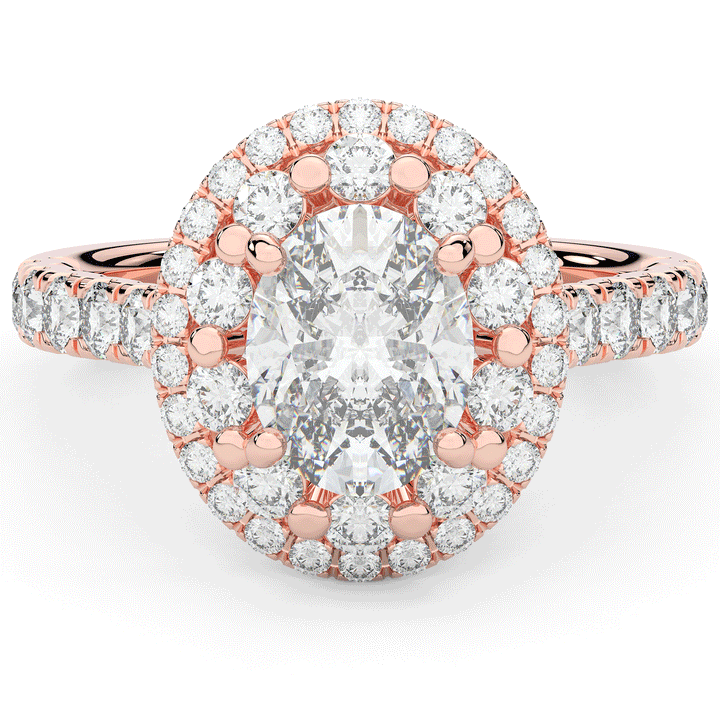 3.30CT.TW OVAL LAB DIAMOND DOUBLE HALO TWO TONE ENGAGEMENT RING - Nazarelle