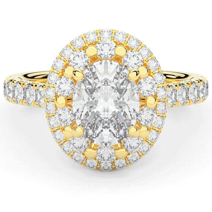 3.30CT.TW OVAL LAB DIAMOND DOUBLE HALO TWO TONE ENGAGEMENT RING - Nazarelle