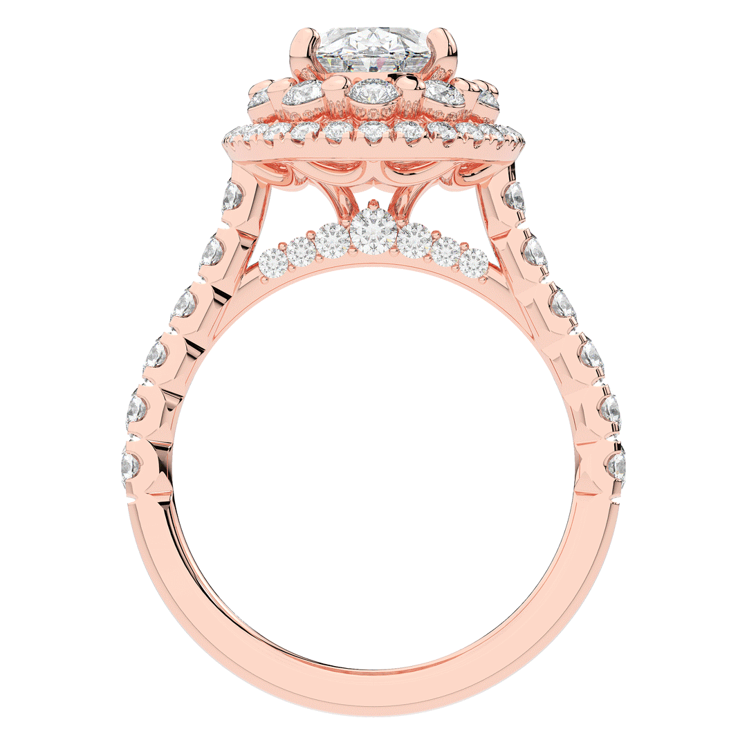 3.30CT.TW OVAL LAB DIAMOND DOUBLE HALO TWO TONE ENGAGEMENT RING - Nazarelle