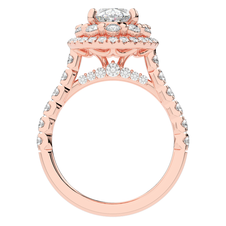 3.30CT.TW OVAL LAB DIAMOND DOUBLE HALO TWO TONE ENGAGEMENT RING - Nazarelle