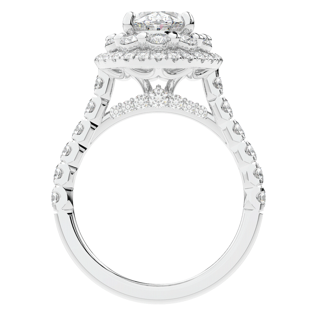 3.30CT.TW OVAL LAB DIAMOND DOUBLE HALO TWO TONE ENGAGEMENT RING - Nazarelle