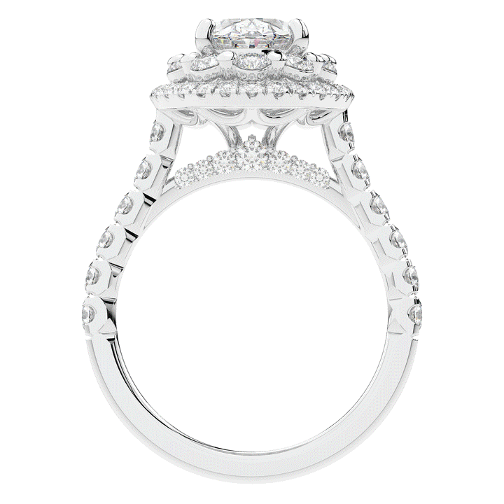 3.30CT.TW OVAL LAB DIAMOND DOUBLE HALO TWO TONE ENGAGEMENT RING - Nazarelle