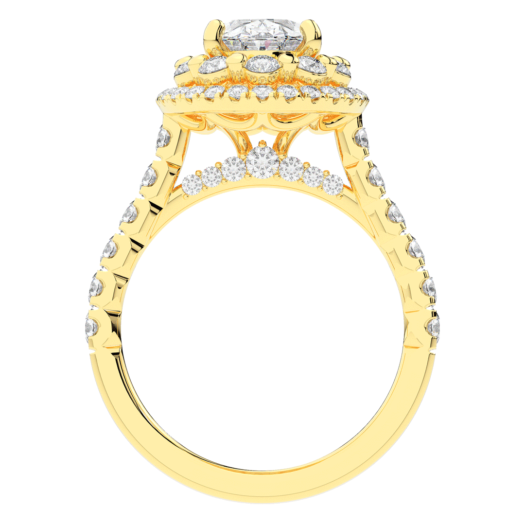 3.30CT.TW OVAL LAB DIAMOND DOUBLE HALO TWO TONE ENGAGEMENT RING - Nazarelle