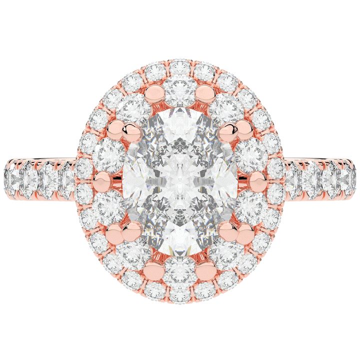 3.30CT.TW OVAL LAB DIAMOND DOUBLE HALO TWO TONE ENGAGEMENT RING - Nazarelle