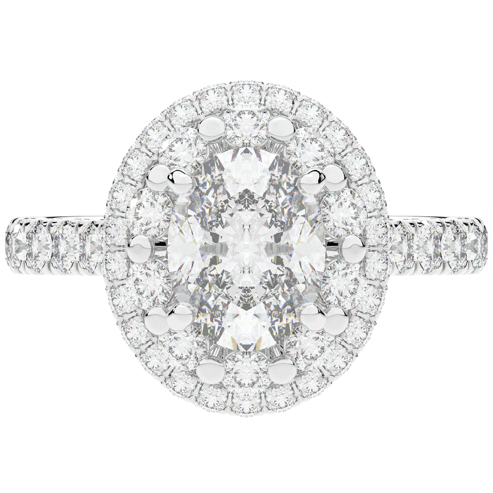 3.30CT.TW OVAL LAB DIAMOND DOUBLE HALO TWO TONE ENGAGEMENT RING - Nazarelle