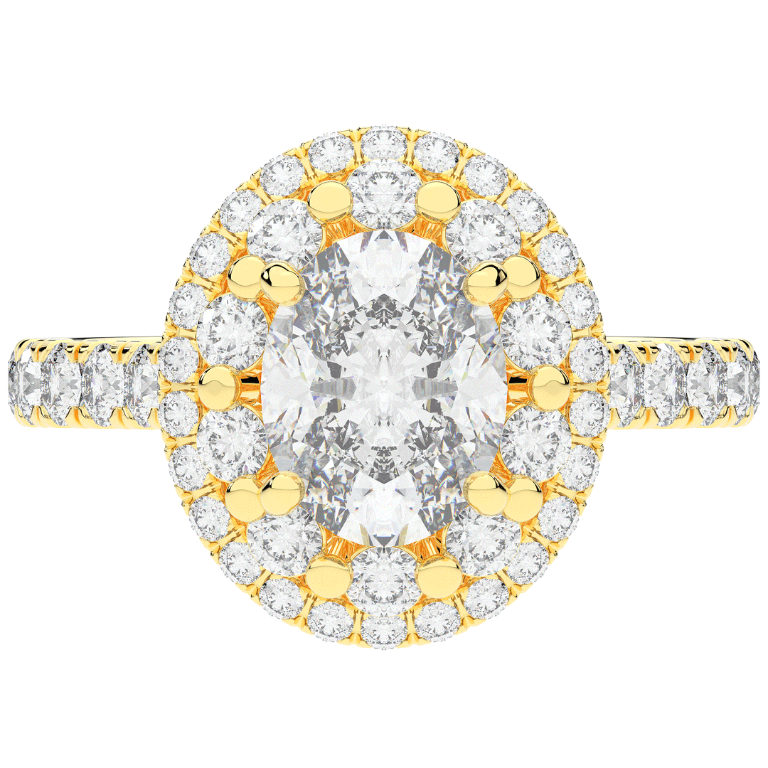 3.30CT.TW OVAL LAB DIAMOND DOUBLE HALO TWO TONE ENGAGEMENT RING - Nazarelle